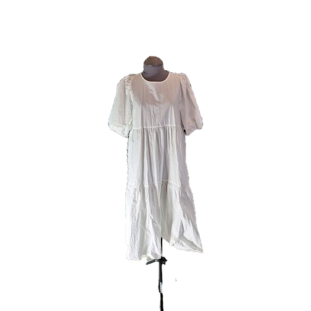 Aritzia Wilfred Size L Short Sleeve White Cotton Cottagecore Maxi Dress